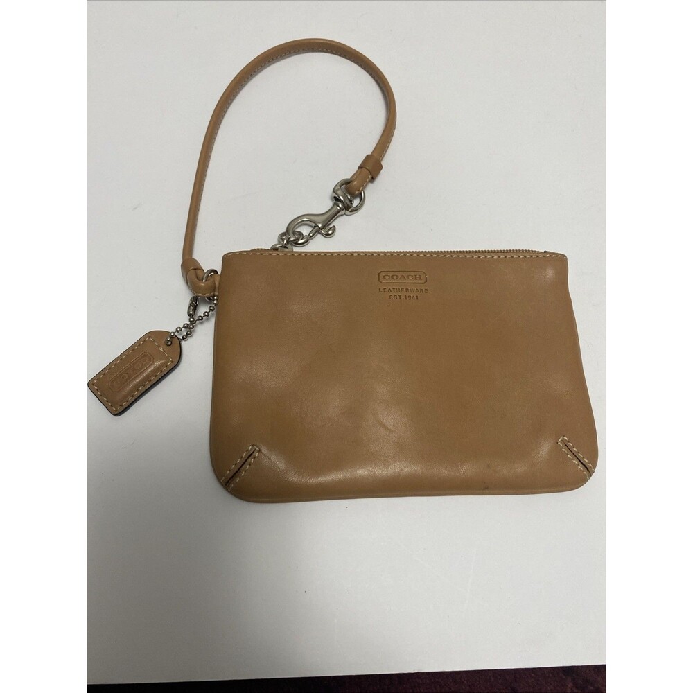 COACH Leatherware 1941 Camel Smooth Leather Wristlet with Hangtag, 6" x 4"